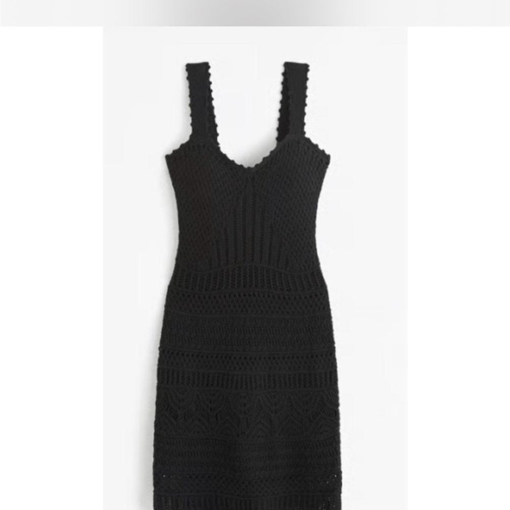 Abercrombie & Fitch Black Crochet Midi Tank Dress